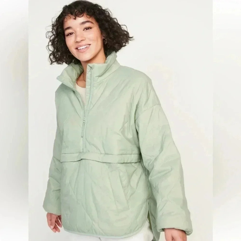 NWT  Old Navy Mint quilted kangaroo pocket light jacket - Picture 3 of 10